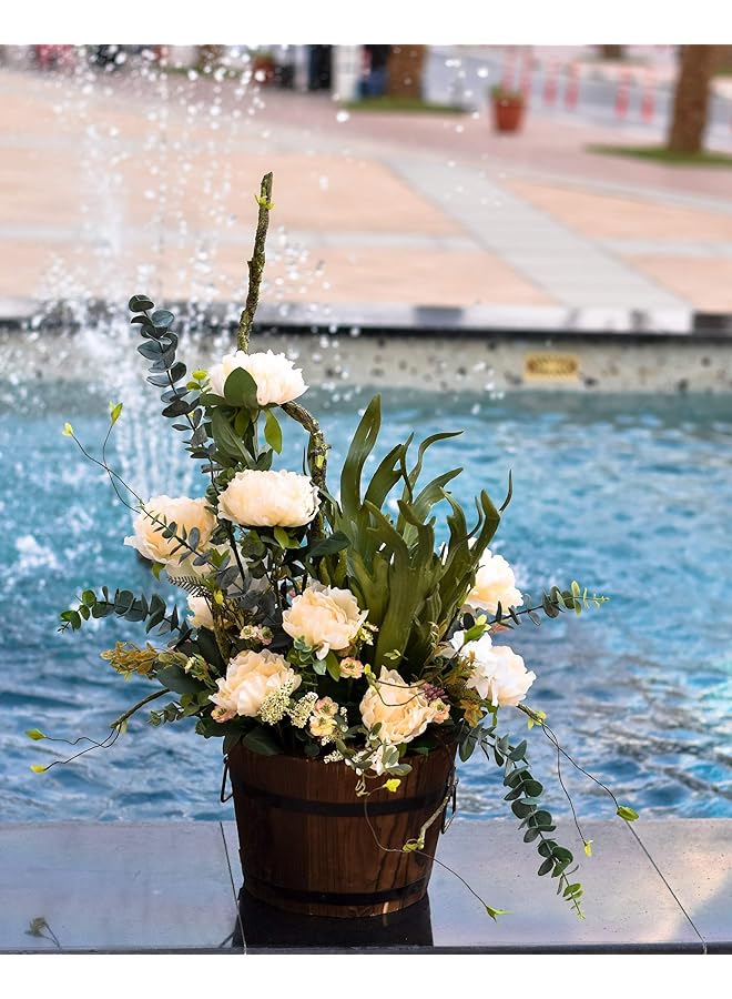 The Bros Creative Wooden Pots Garden Flowers Vase – Succulent Plants House Herb Flower Basket Plants Pot Home Décor – Wooden Basket (Large) - Image 1