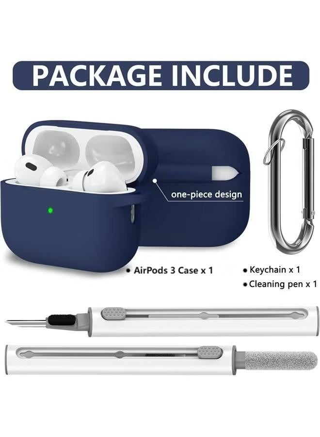 Soft Silicone Protective Case Cover for AirPods 3 with Cleaner Kit and Keychain - Image 2