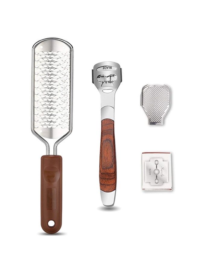 Vusoset Colossal Foot Rasp & Wood Handle Callus Shaver (10 Replacement & 1 Foot File Heads), Pedicure Kit, Heel Scraper For Feet, Callus Remover - Image 1