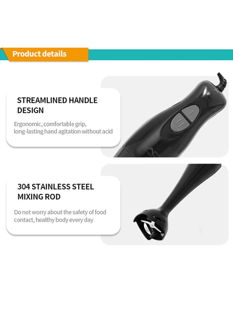 LAC LAICHY 300w Hand Blender With 2 Speed Settings - Stainless Steel Rod And Blade, Overheat Protection,black - Image 4