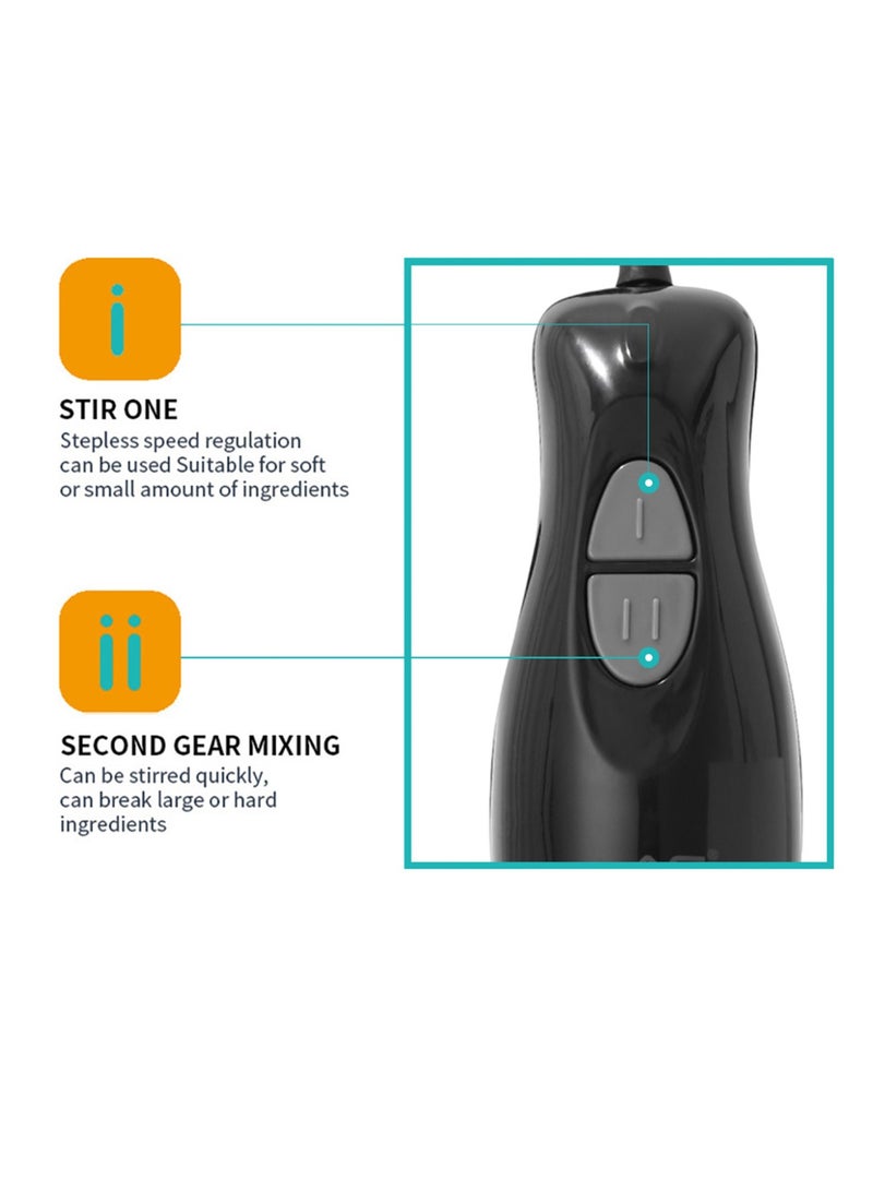 LAC LAICHY 300w Hand Blender With 2 Speed Settings - Stainless Steel Rod And Blade, Overheat Protection,black - Image 2