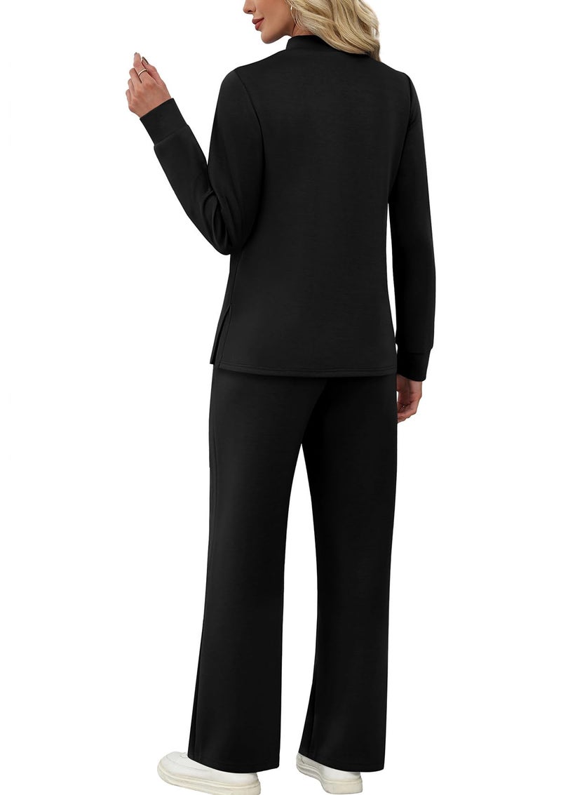 WIHOLL 2 Piece Sets for Women Workout Sets Spring Cruise Outfits 2026 Lounge Sets Fall Fashion 2025 Travel Vacation Airport Outfits Going Out Matching Sets Women's Clothing Winter Track Suits Black M - Image 5