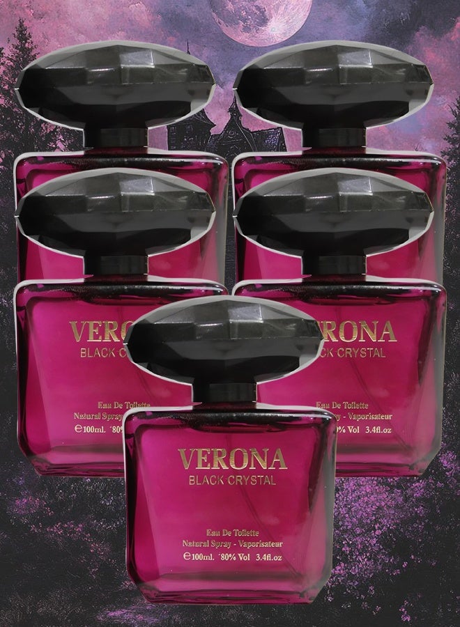 تي أر آي 5 قطع عطر فيرونا بلاك كريستال للنساء 100 مل - Image 1