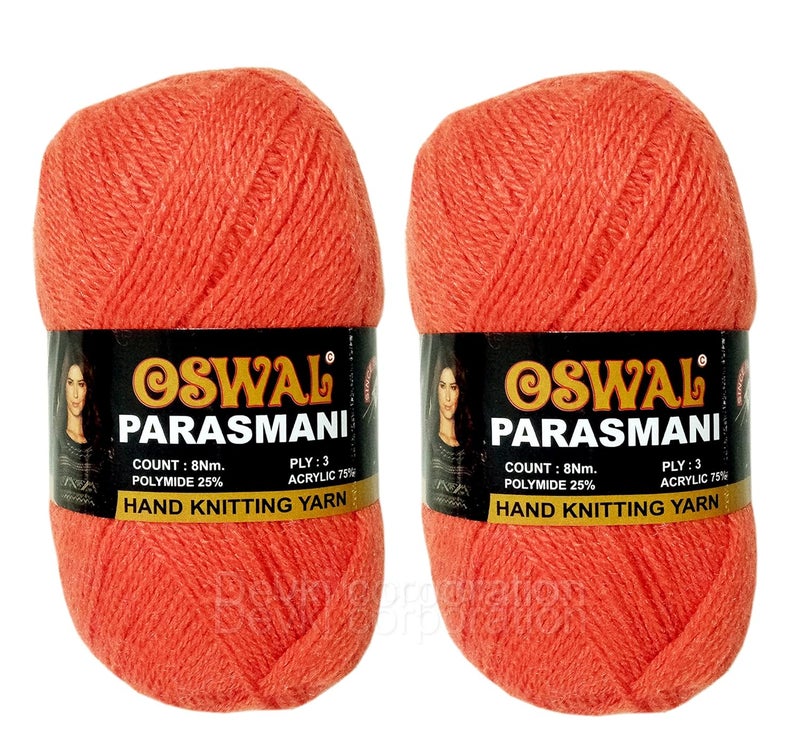 PARASMANI Hand Knitting Yarn/Wool/Woollen/Thread, Pack of 2 Balls of Meri Pink Color . Each BALL-100 gm . SHADE-OP56.200