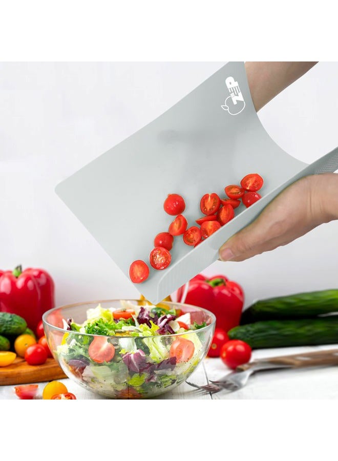 ZVP Flexible Plastic Cutting Board Set of 5 Gradient Color, Colorful Chopping Boards, BPA Free Mats, Non-Slip, Dishwasher Safe, 15x12 Inch, Gray Neutral Colors - Image 4