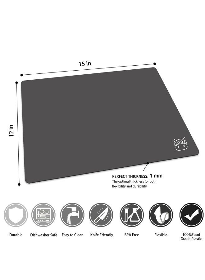 ZVP Flexible Plastic Cutting Board Set of 5 Gradient Color, Colorful Chopping Boards, BPA Free Mats, Non-Slip, Dishwasher Safe, 15x12 Inch, Gray Neutral Colors - Image 3