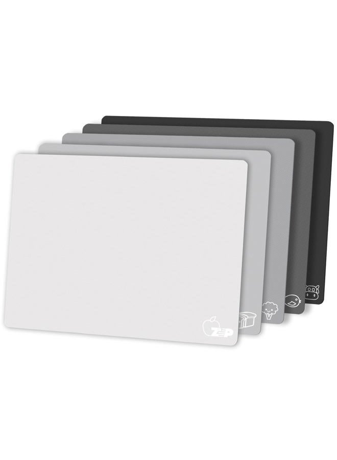 ZVP Flexible Plastic Cutting Board Set of 5 Gradient Color, Colorful Chopping Boards, BPA Free Mats, Non-Slip, Dishwasher Safe, 15x12 Inch, Gray Neutral Colors - Image 1