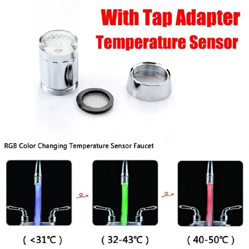 Home Kitchen Studio Water Faucet Temperature Sensor 37Color LED Fancy Gradient Thermal Detector Color Changing Faucet by Varied Utility Sink Tap Replacement Part for Kitchen Bathroom  - Image 3