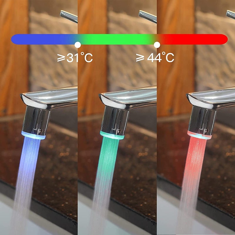Home Kitchen Studio Water Faucet Temperature Sensor 37Color LED Fancy Gradient Thermal Detector Color Changing Faucet by Varied Utility Sink Tap Replacement Part for Kitchen Bathroom  - Image 2