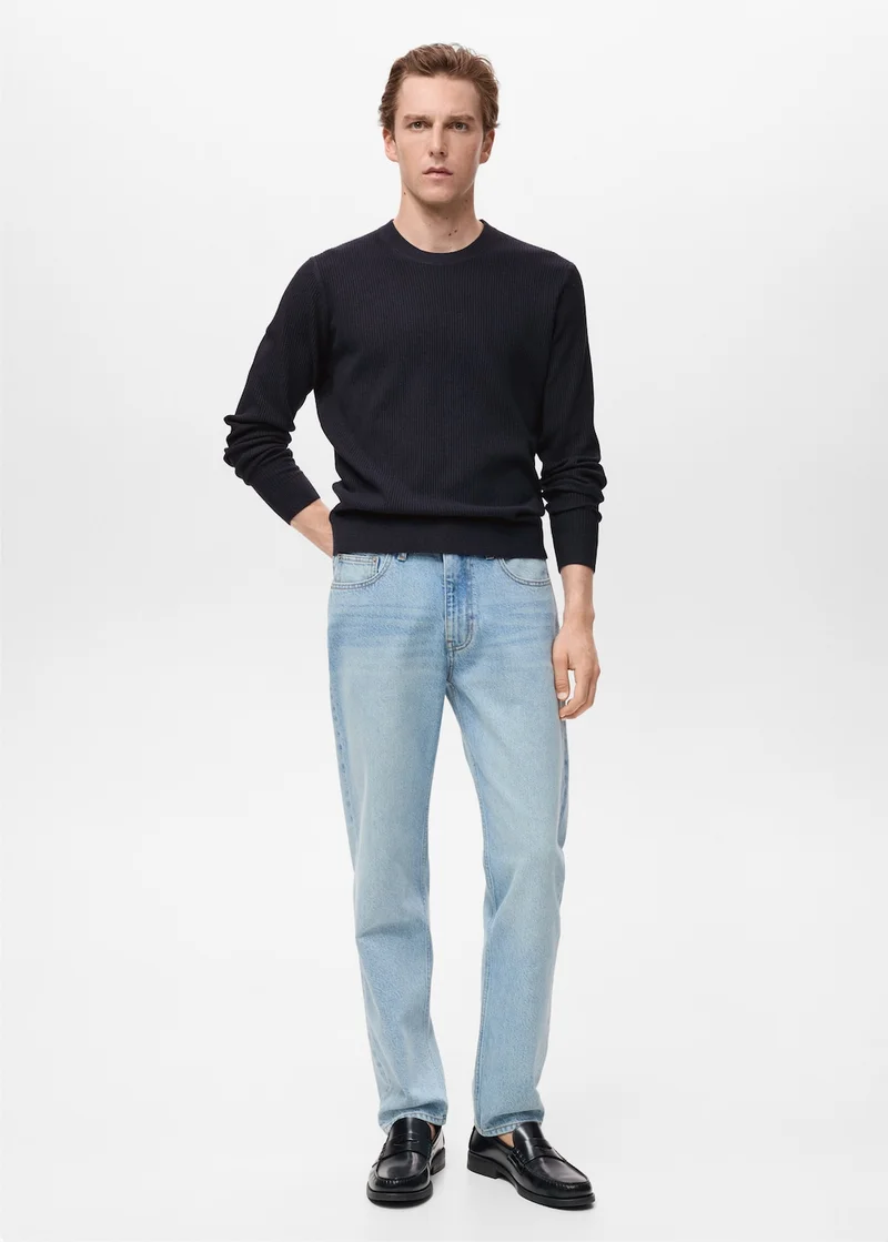 مانجو مان Fine Rib-Knit Cotton Sweater
