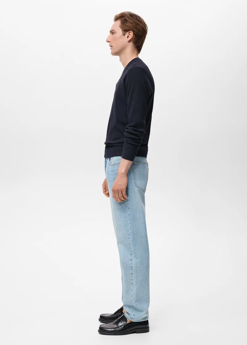 مانجو مان Fine Rib-Knit Cotton Sweater