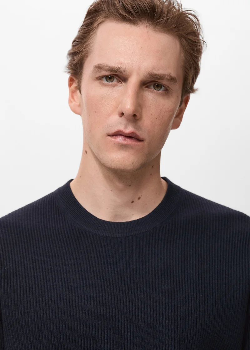 مانجو مان Fine Rib-Knit Cotton Sweater