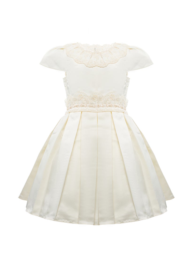 Queen OFFWHITE W LACE off white Girls Party Dress, Princess Dress Party Wear Wedding Evening Formal Pageant Dance Gown for Birthday Kid Girls Elegant  - Image 2