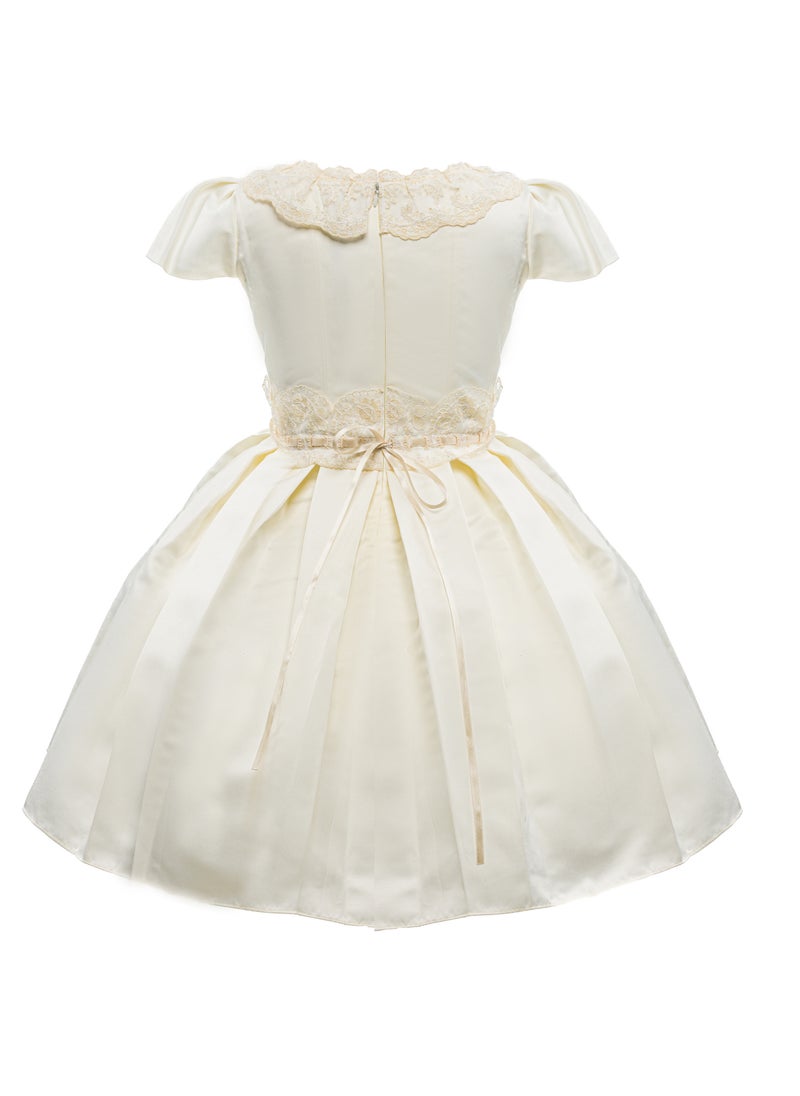 Queen OFFWHITE W LACE off white Girls Party Dress, Princess Dress Party Wear Wedding Evening Formal Pageant Dance Gown for Birthday Kid Girls Elegant  - Image 4