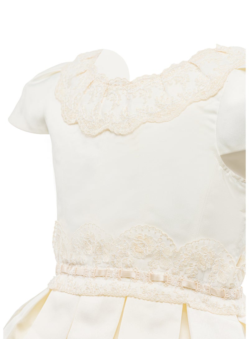 Queen OFFWHITE W LACE off white Girls Party Dress, Princess Dress Party Wear Wedding Evening Formal Pageant Dance Gown for Birthday Kid Girls Elegant - Image 5