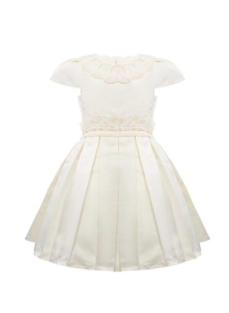 Queen OFFWHITE W LACE off white Girls Party Dress, Princess Dress Party Wear Wedding Evening Formal Pageant Dance Gown for Birthday Kid Girls Elegant - Image 3