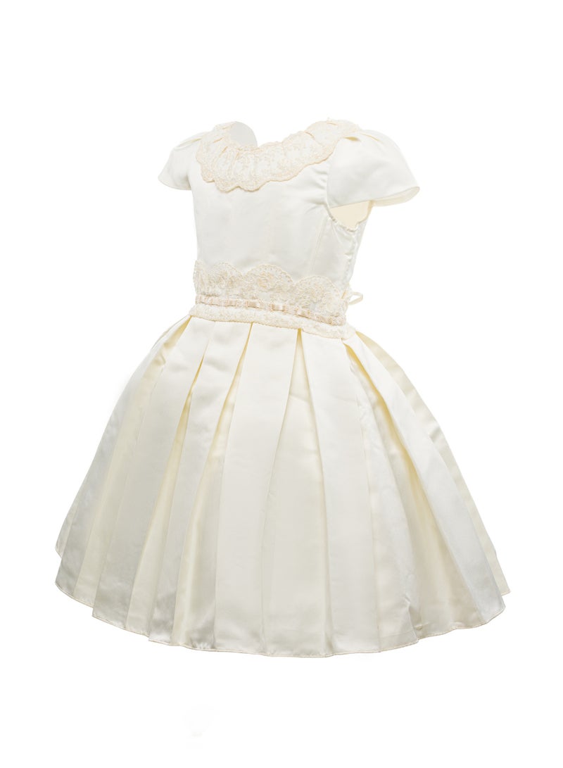 Queen OFFWHITE W LACE off white Girls Party Dress, Princess Dress Party Wear Wedding Evening Formal Pageant Dance Gown for Birthday Kid Girls Elegant - Image 4