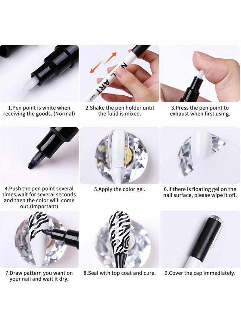 Excefore 16PC Nail Art 3D Painted Pen, 16 Colors Waterproof Nail Polish Pen 2.5ml, Quick Dry Nail Painting Pen, for Nail Art DIY Drawing Polish Marker Pen Nail Decoration, Gift For Girls Women  - Image 2