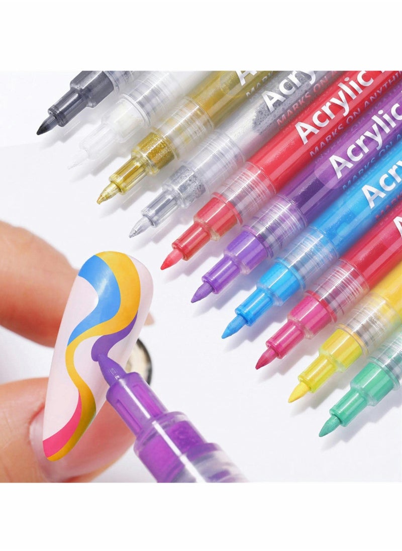 Excefore 16PC Nail Art 3D Painted Pen, 16 Colors Waterproof Nail Polish Pen 2.5ml, Quick Dry Nail Painting Pen, for Nail Art DIY Drawing Polish Marker Pen Nail Decoration, Gift For Girls Women  - Image 3