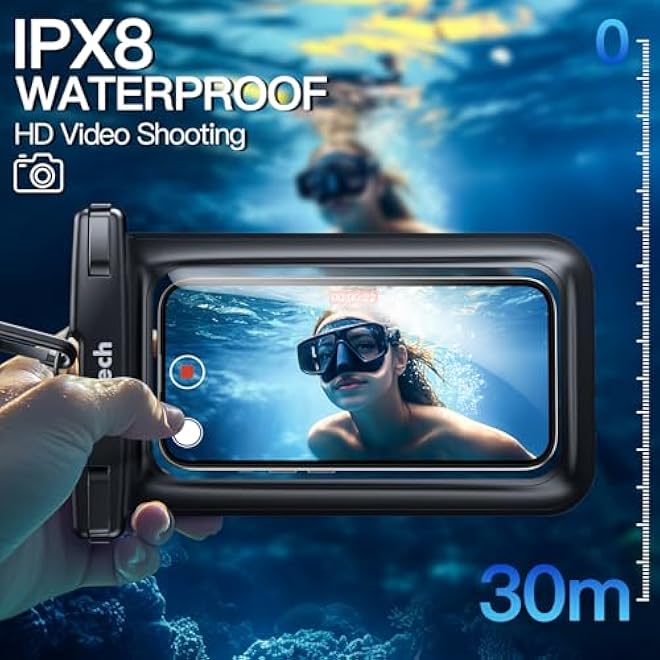 JETech Waterproof Phone Pouch 2 Pack Water Proof Case for iPhone 16e 16 15 14 Pro Max Plus Galaxy S25 S24 Ultra Pixel 10 Series and Others up to 72 Inch IPX8 Dry Bag BlackBlack - Image 3