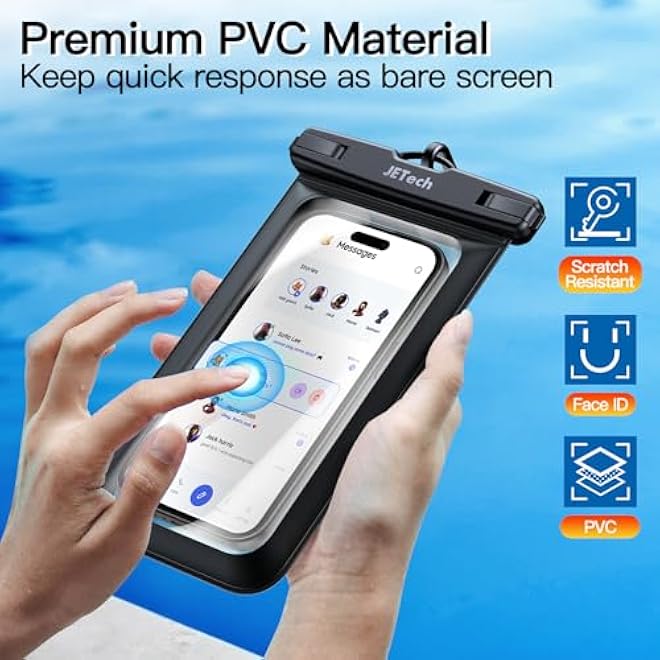 JETech Waterproof Phone Pouch 2 Pack Water Proof Case for iPhone 16e 16 15 14 Pro Max Plus Galaxy S25 S24 Ultra Pixel 10 Series and Others up to 72 Inch IPX8 Dry Bag BlackBlack - Image 4