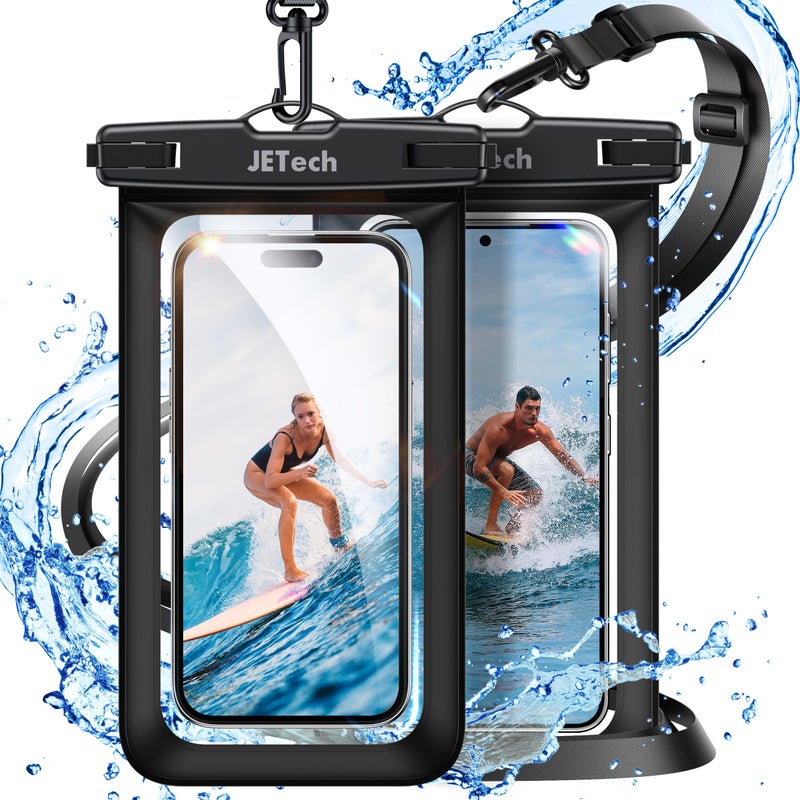 JETech Waterproof Phone Pouch 2 Pack Water Proof Case for iPhone 16e 16 15 14 Pro Max Plus Galaxy S25 S24 Ultra Pixel 10 Series and Others up to 72 Inch IPX8 Dry Bag BlackBlack - Image 1