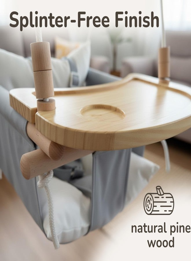 Cateam Wooden Tray for Cateam Canvas Baby Swing - Hanging Chair Accessory, Natural Wood Montessori Play Table for Babies & Toddlers, Detachable Safety Design for Indoor Canvas Toddler Swing - Image 3