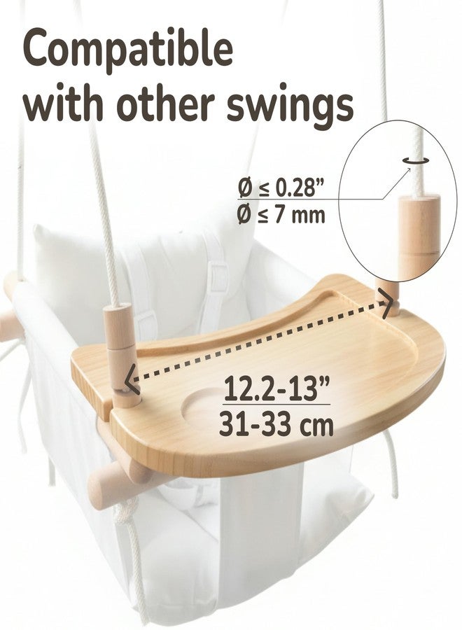 Cateam Wooden Tray for Cateam Canvas Baby Swing - Hanging Chair Accessory, Natural Wood Montessori Play Table for Babies & Toddlers, Detachable Safety Design for Indoor Canvas Toddler Swing - Image 5