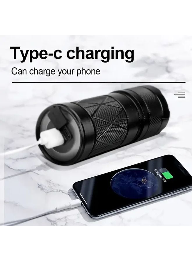 Bb Black Aluminum Alloy Outdoor LED Flashlight 6000mAh Type C USB Charging 9 Modes - Image 5