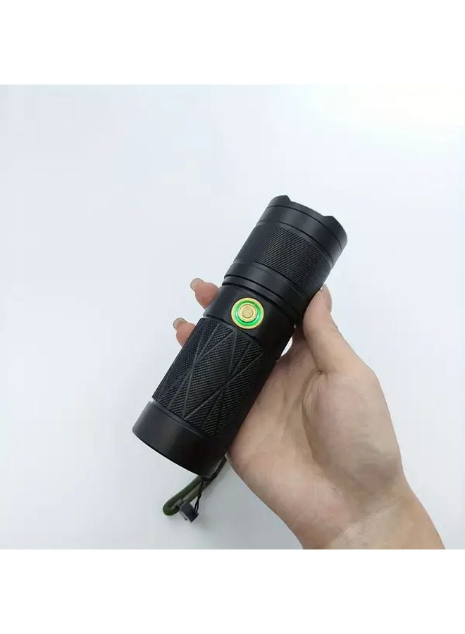 Bb Black Aluminum Alloy Outdoor LED Flashlight 6000mAh Type C USB Charging 9 Modes - Image 1