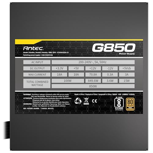 Antec G850 850W 80+ Gold Power Supply Semi Modular PSU with 5 Year Warranty - Image 5