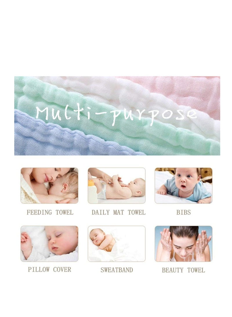 Raxoom 5pcs Muslin Baby Washcloths and Towels, Natural Organic Cotton Baby Washcloths, Soft Newborn Baby Towel and Muslin Washcloth for Sensitive Skin - Image 5