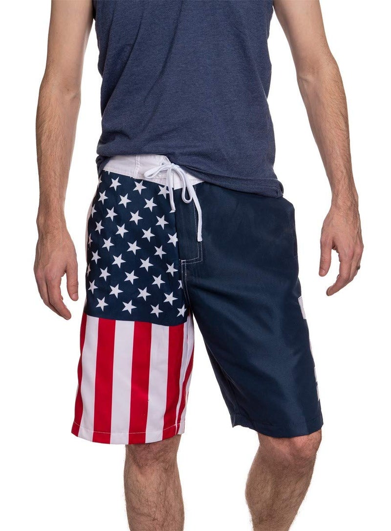 Calhoun Men's Americana USA Flag Fourth of July Swim Board Shorts (USA, Medium) - Image 5