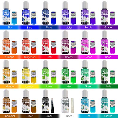 DecorRom Epoxy UV Resin Pigment - 24 Color Liquid Dye for Art, DIY Jewelry Making - Concentrated Colorant for Coloring, Tumbler, Paints, Crafts - 0.35oz Each - Image 2