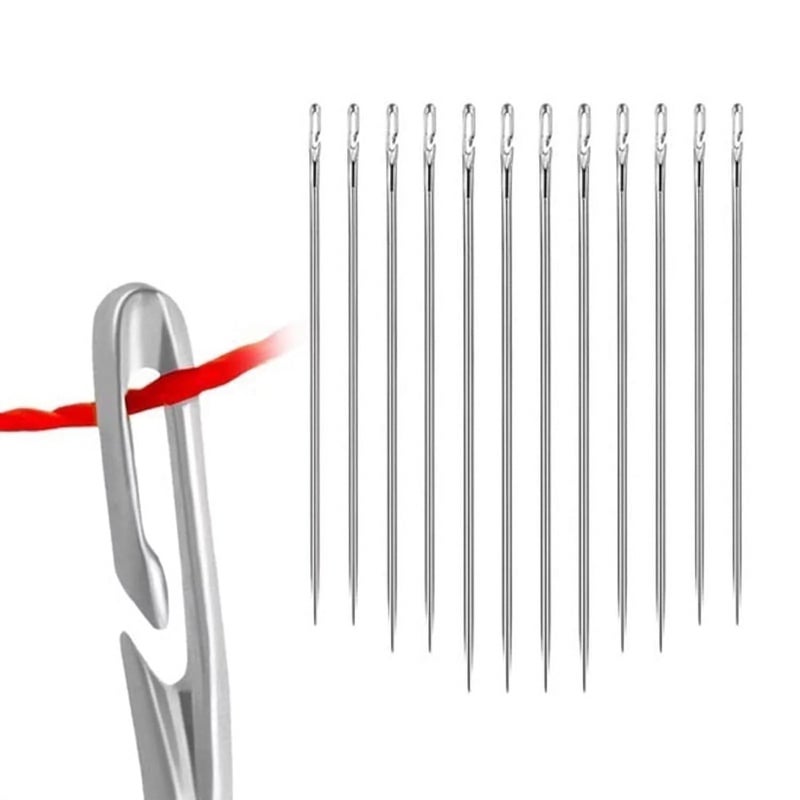 Tiny Deal Self Threading Needles Pack of 24 (Silver, 3 Different Sizes Needles Set) - Image 1