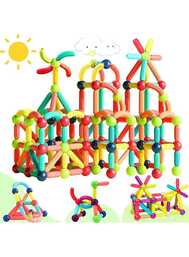 TEGRILO 84 Pcs Magnetic Building Blocks Toy Stacking Magnetic Stick Rods And Ball Toys Educational Construction Puzzle For Kids… - Image 1