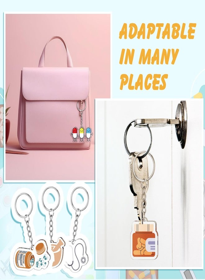 Equsion 24 Pcs Pharmacist Keychain Christmas Gifts Bulk Pharmacy Technician Accessories Pharmacist Xmas Gifts Acrylic Pills Medicine Keychains Pharmacy Week Appreciation Ideal Party Favor for Women - Image 5