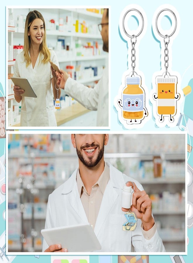 Equsion 24 Pcs Pharmacist Keychain Christmas Gifts Bulk Pharmacy Technician Accessories Pharmacist Xmas Gifts Acrylic Pills Medicine Keychains Pharmacy Week Appreciation Ideal Party Favor for Women - Image 2