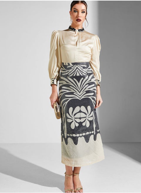 Balloon Sleeve Shimmer Dress