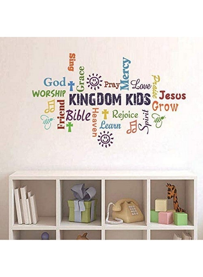 Cozy Decor Vinyl Wall Decal, Kindom Kids Multicolor Sticker, Inspirational Christian Bible Verse Poster for Children Classroom, Church Religious Decoration - Image 2