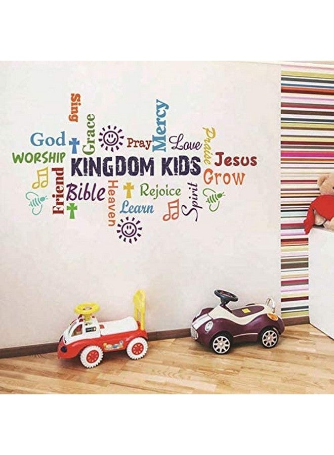 Cozy Decor Vinyl Wall Decal, Kindom Kids Multicolor Sticker, Inspirational Christian Bible Verse Poster for Children Classroom, Church Religious Decoration - Image 3