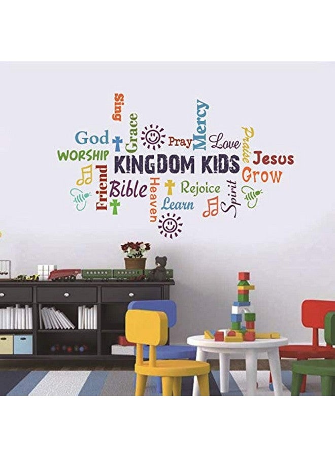 Cozy Decor Vinyl Wall Decal, Kindom Kids Multicolor Sticker, Inspirational Christian Bible Verse Poster for Children Classroom, Church Religious Decoration - Image 1