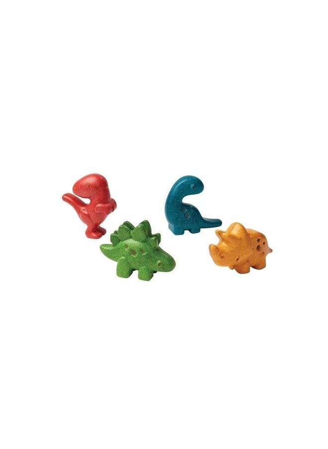PlanToys 4 Dinosaur Dino Animal Playset (6126) | Sustainably Made From Rubberwood And Non-Toxic Paints And Dyes | Eco-Friendly Planwood  - Image 1