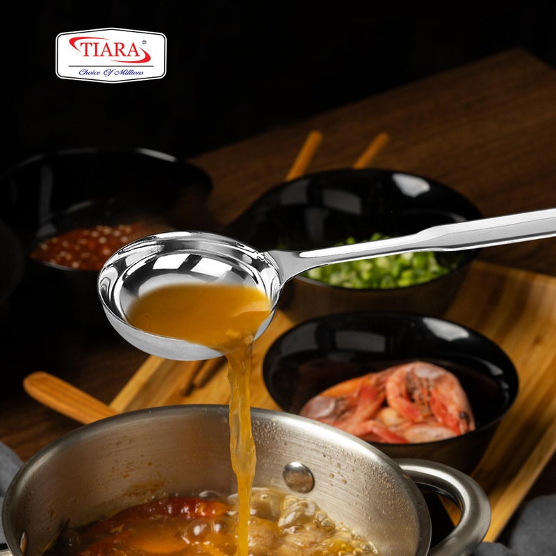 Tiara TIARA - 1Pc Pride Ladle 12inch 30cm Length Stainless Steel Serving Spoon deep Ladle Karchi Heavy Guage Food Grade 1.4mm Thickness Chamcha for Serving Cooking Gravy Rice Pasta sabzi - Image 5