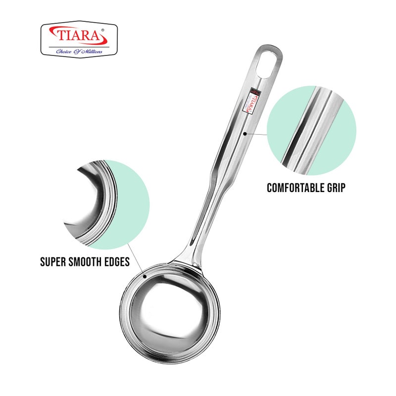 Tiara TIARA - 1Pc Pride Ladle 12inch 30cm Length Stainless Steel Serving Spoon deep Ladle Karchi Heavy Guage Food Grade 1.4mm Thickness Chamcha for Serving Cooking Gravy Rice Pasta sabzi - Image 3