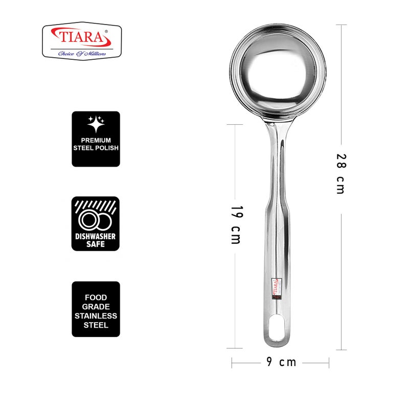 Tiara TIARA - 1Pc Pride Ladle 12inch 30cm Length Stainless Steel Serving Spoon deep Ladle Karchi Heavy Guage Food Grade 1.4mm Thickness Chamcha for Serving Cooking Gravy Rice Pasta sabzi - Image 2