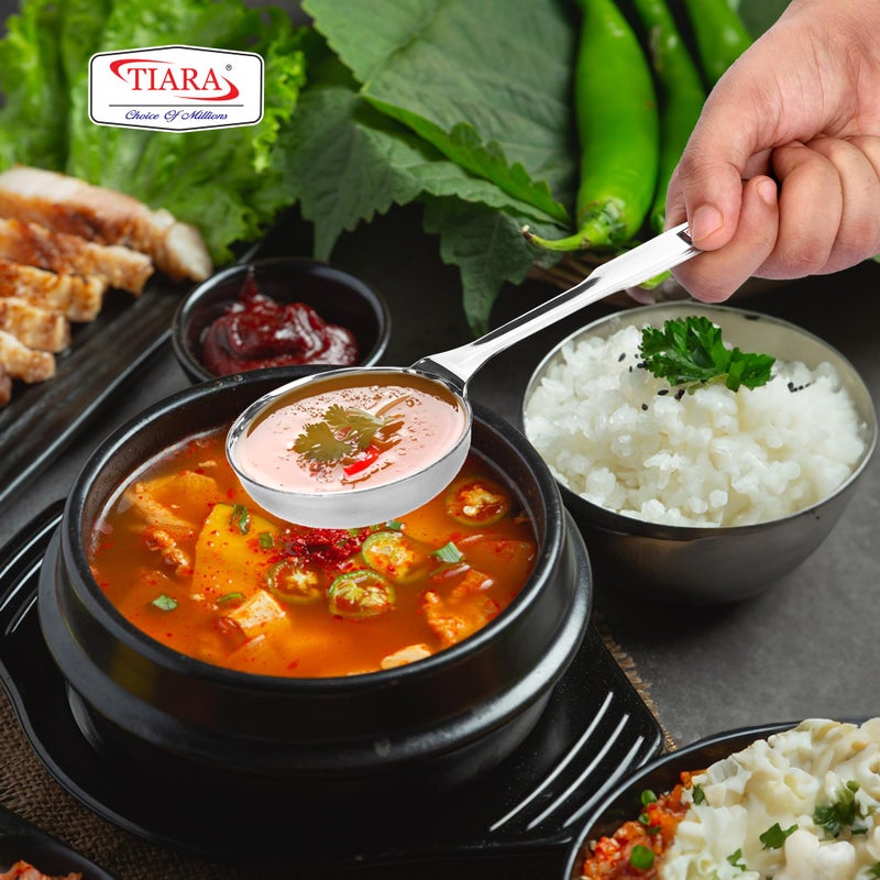 Tiara TIARA - 1Pc Pride Ladle 12inch 30cm Length Stainless Steel Serving Spoon deep Ladle Karchi Heavy Guage Food Grade 1.4mm Thickness Chamcha for Serving Cooking Gravy Rice Pasta sabzi - Image 4