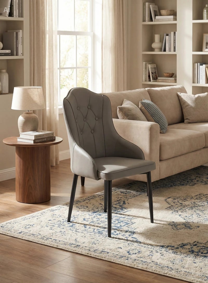 MAF furniture MAF Modern PU Leather Dining Chair, High Back with Soft Seat, Metal Side Legs, Grey, 45x43x90cm, Ideal for Kitchen, Dining Room, Living Room, and Vanity,1pcs MAF-3707 Grey - Image 2