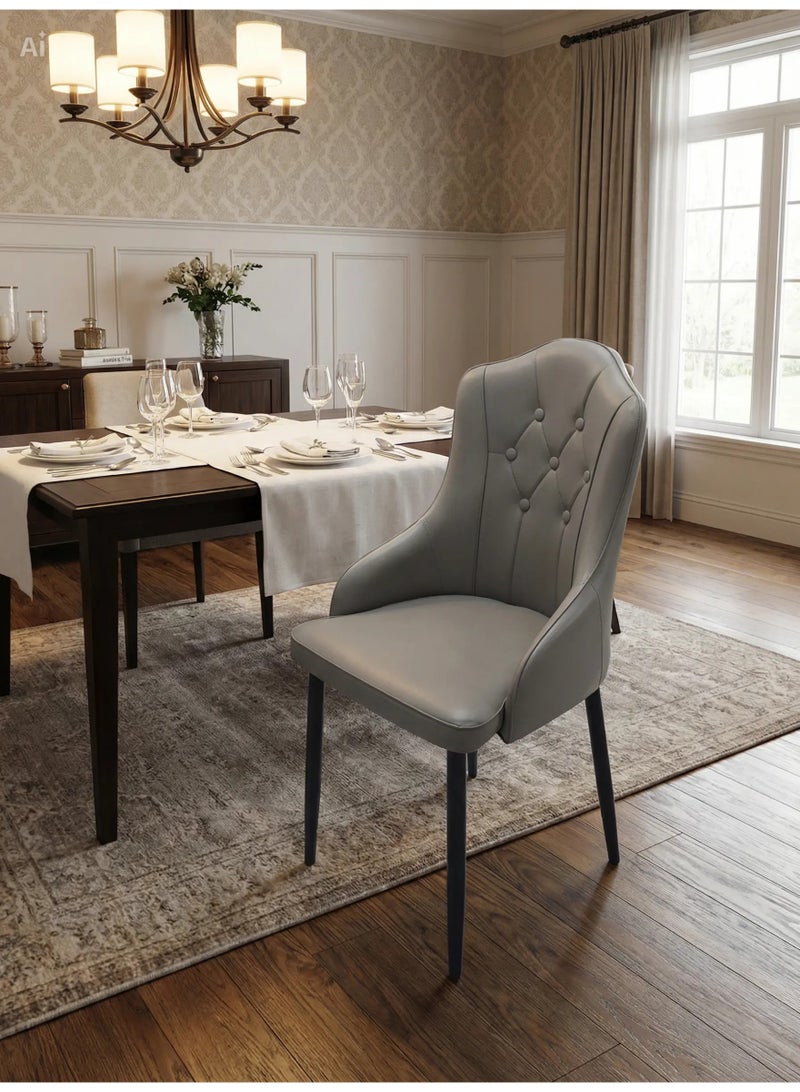 MAF furniture MAF Modern PU Leather Dining Chair, High Back with Soft Seat, Metal Side Legs, Grey, 45x43x90cm, Ideal for Kitchen, Dining Room, Living Room, and Vanity,1pcs MAF-3707 Grey - Image 4
