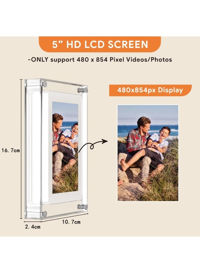 5 Inch Acrylic Video Picture Frame with 4GB Memory and 1000mAh Built-in Battery - That Plays Slideshow Motion Electronic Digital Photo Frame with Music Perfect for Home Decor and Heartfelt Gifts - Image 3